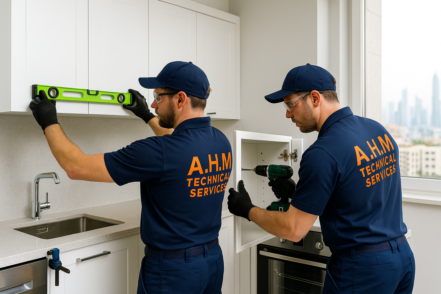 Modern kitchen cabinets installation in Dubai