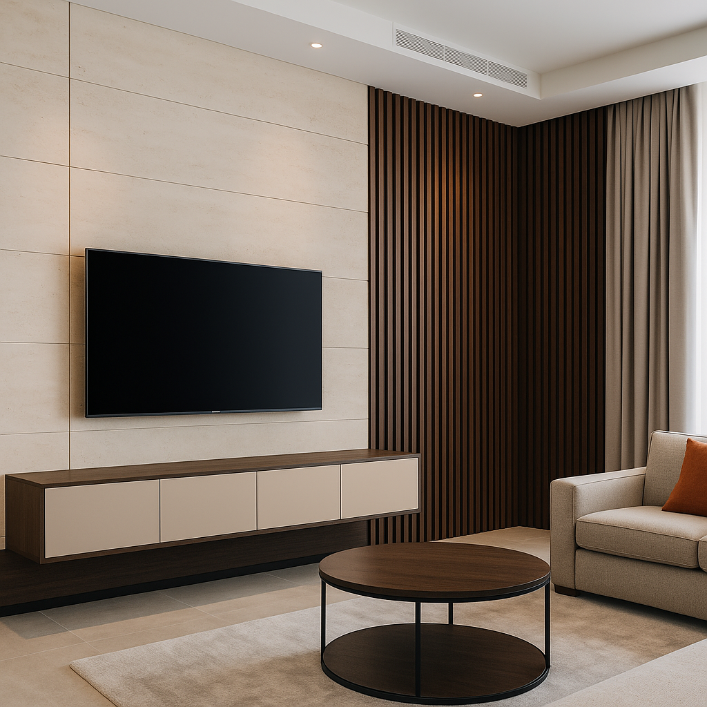 Gypsum wall cladding and TV feature wall in Dubai
