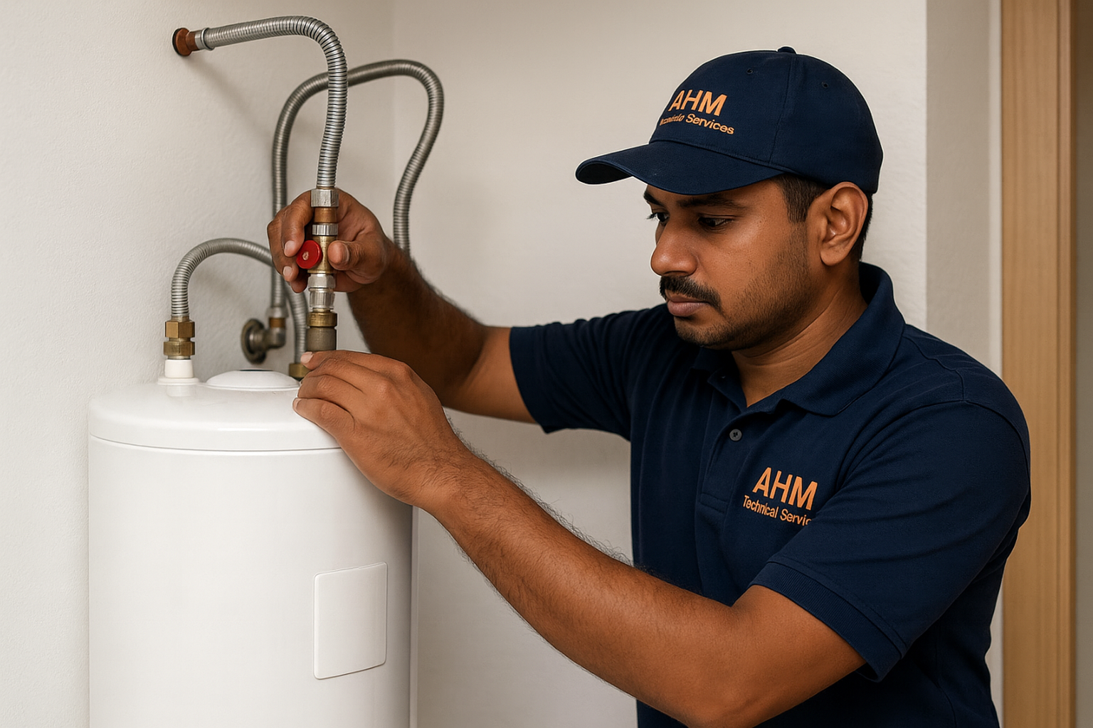 Technician polishing a wooden table to a satin finish