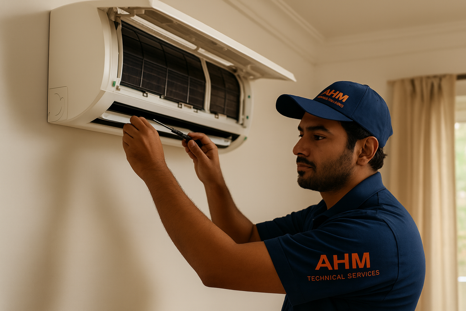 AC maintenance service with filter change and coil cleaning