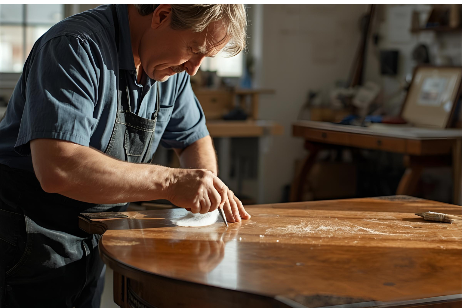 Scratch and dent repair for wood furniture